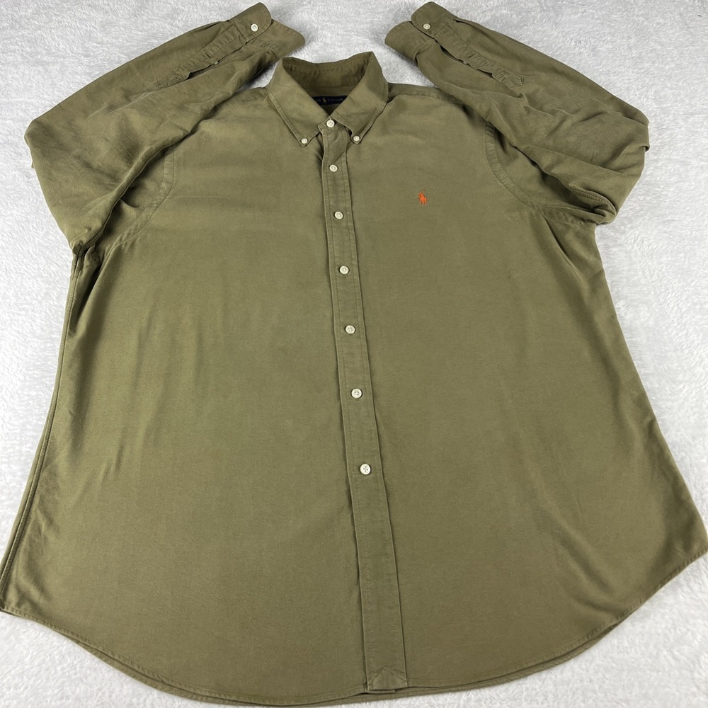Ralph‎ Lauren Shirt Men XL Brown Long Sleeve Button Down 100% Cotton